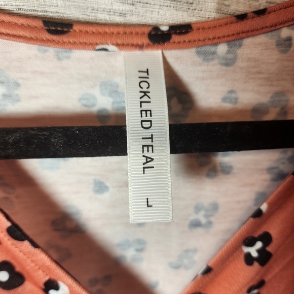 Tickled Teal Large Faux Wrap Belt Berkeley Midi Dress Rust Floral - Picture 6 of 7